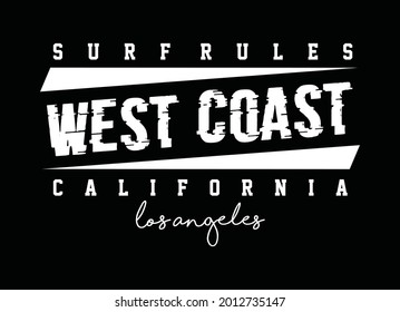West coast, california los angeles, typography graphic design, for t-shirt prints, vector illustration