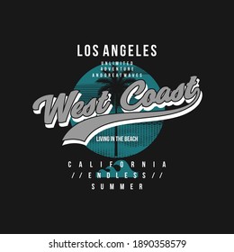 west coast california on beach theme graphic typography vector t shirt illustration design 