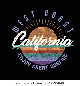 West Coast California, Summer Graphic Vector for T-shirt, hoodie, Sweatshirt