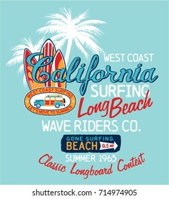 West Coast California surfing company - vector artwork for boy children t shirt
