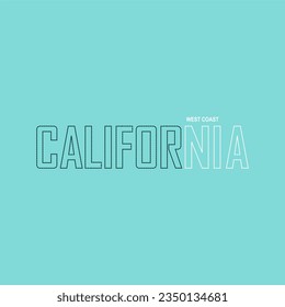 West coast California typography slogan for t shirt printing, tee graphic design.  