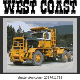 West Coast Logging Trucker T-shirt design vintage retro