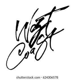 West Coast. Modern Calligraphy Hand Lettering for Serigraphy Print