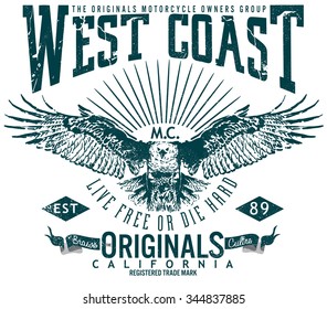 West Coast Original Image Design,tee Graphics,vintage Graphics For T-shirt