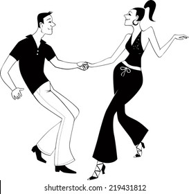 West Coast Swing Clip Art. Black vector outline, no white fill, will look the same on any color background
