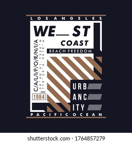 west coast urban city text frame graphic typography vector illustration vintage denim style for t shirt print