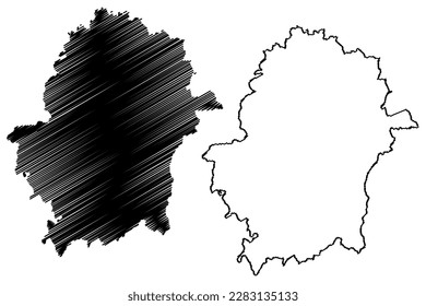 West Devon Non-Metropolitan District and Borough (Vereinigtes Königreich Großbritannien und Nordirland, Zeremonienbezirk Devon oder Devonshire, England), Vektorgrafik, Skizze-Karte