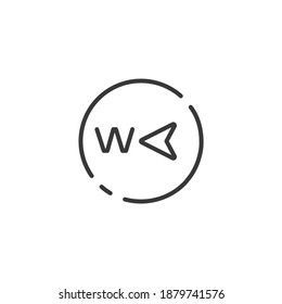West direction thin line icon. Isolated weather vector illustration