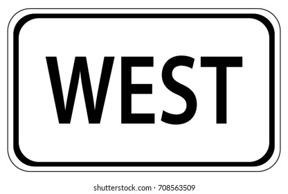 West directional Sign isolated on a white background