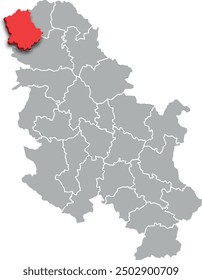 WEST Bačka district map ADMINISTRATIVE DIVISIONS of SERBIA 3d isometric map
