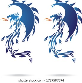 West dragon gradient vector flat 