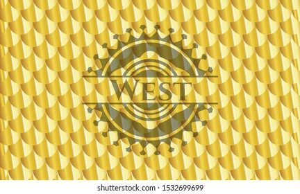 West gold emblem. Scales pattern. Vector Illustration. Detailed.