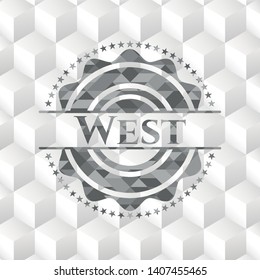 West grey emblem with geometric cube white background