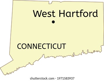 West Hartford Town Location On Connecticut State Map