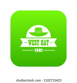 west hat icon green vector isolated on white background
