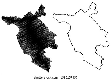 West Herzegovina Canton (BiH, Federation of Bosnia and Herzegovina, FBiH) map vector illustration, scribble sketch West Herzegovina map