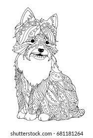 West Highland Terrier Dog, Zentangle Pet Page For Coloring Book, Vector Design