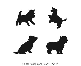 West Highland terrier silhouette set. West Highland Terrier dog silhouette isolated on a white background.