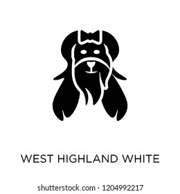 West Highland White Terrier dog icon. West Highland White Terrier dog symbol design from Dogs collection. Simple element vector illustration on white background.