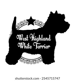 West Highland White Terrier. dog silhouette, dog, dog breeds,  vector, silhouette, logo design, animal, illustration, icon, sign, black, pet