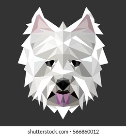 West Highland White Terrier. Low poly illustration.