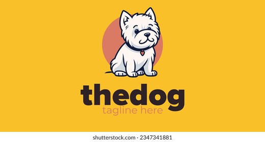 West Highland White Terrier Pet Dog Logo: Bereichern Sie Ihre Marke für Heimtiere mit einfachen Vektordesigns im Pet-Shop