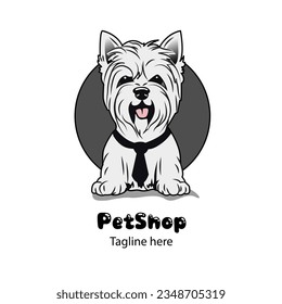 West Highland White Terrier Pet Dog Logo: Enhance Your Pet Fashion Brand With This Simple Vector Design At The Pet Shop.