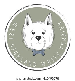 west highland white terrier scetch.Can be used like post card, background, banner or logo