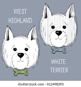 west highland white terrier scetch.Can be used like post card, background or banner