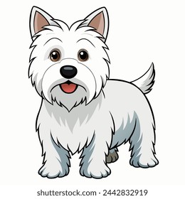 West Highland White Terrier Vektor-Illustration isoliert auf weißem Hintergrund im Cartoon-Stil