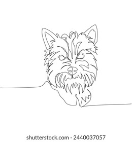 West Highland White Terrier, Westie, Scottish dog breed, companion dog, hunting dog one line art. Continuous line drawing of friend, dog, doggy, friendship, care, pet, animal, family, canine.