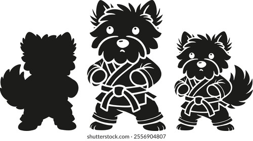 West Highland White Terrier and Westie Dog Silhouette In Katare Style