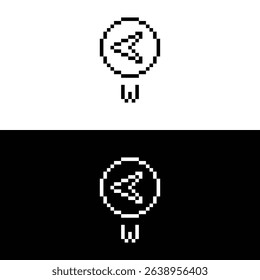 west icon 8 bit, pixel art  compass navigation symbol  icon  for game  logo