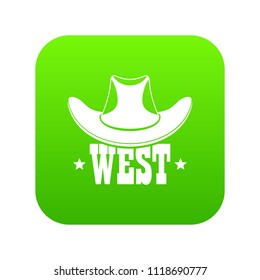 West icon green vector isolated on white background