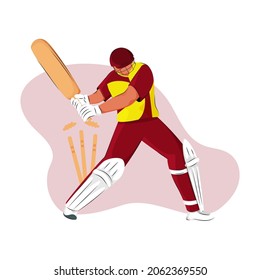 West Indies Cricket Batter Losing His Wicket On Abstract Background.