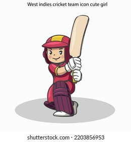 West Indies Cricket Team Icon Cute Girl Sketch Cartoon Character Design
