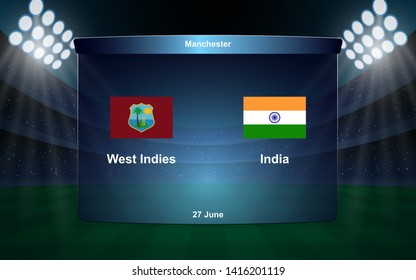 West Indies vs India cricket scoreboard broadcast graphic template