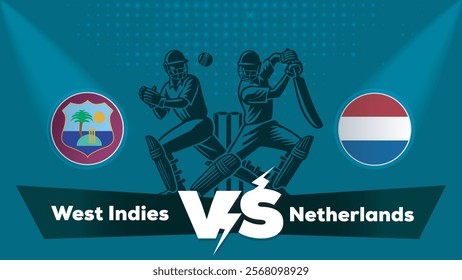 West Indies VS Netherlands , Netherlands Vs West Indies cricket match , Cricket match concept with creative illustration.eps