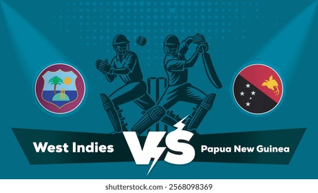 West Indies VS Papua New Guinea Match , Papua New Guinea Vs West Indies cricket match , Cricket match concept with creative illustration.eps