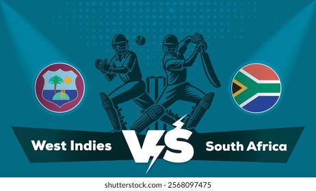 West Indies VS South Africa , South Africa Vs West Indies  cricket match , Cricket match concept with creative illustration.eps