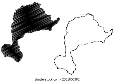 West Jaintia Hills district (Meghalaya State, Republic of India) map vector illustration, scribble sketch West Jaintia Hills map