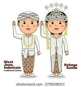 Ilustração vetorial tradicional do pano de Java Ocidental Indonésia