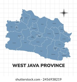 In: West Java Province Map Illustration. Karte der Provinz in Indonesien