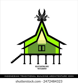 West Kalimantan Malay Traditional House Icons, eine Reihe von indonesischen traditionellen Haus architektonischen Ikonen