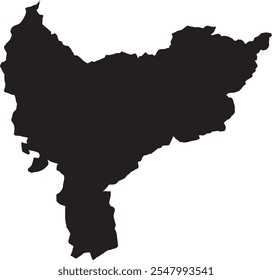 West Kalimantan Province in Indonesia vector map silhouette, isolated on white background. High detailed silhouette illustration. 34 Province in Indonesia