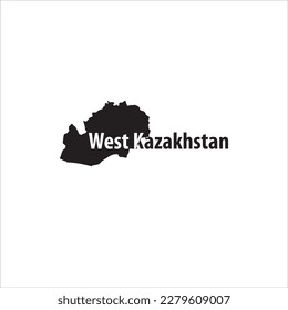 West Kazakhstan map and black lettering design on white background