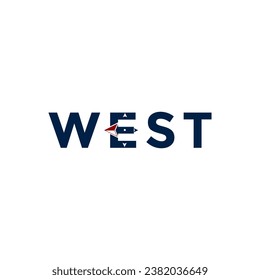 West Letter-Logo mit Pfeil, Layoutbild des Layoutbildes für Logos