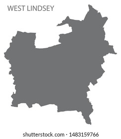 West Lindsey Grey District Map Of East Midlands England UK