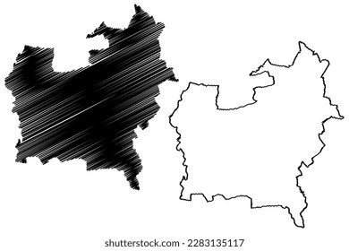 West Lindsey Non-metropolitan district (United Kingdom of Great Britain and Northern Ireland, ceremonial county Lincolnshire or Lincs, England) map vector illustration, scribble sketch map