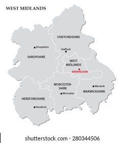 West Midlands Administrative Map